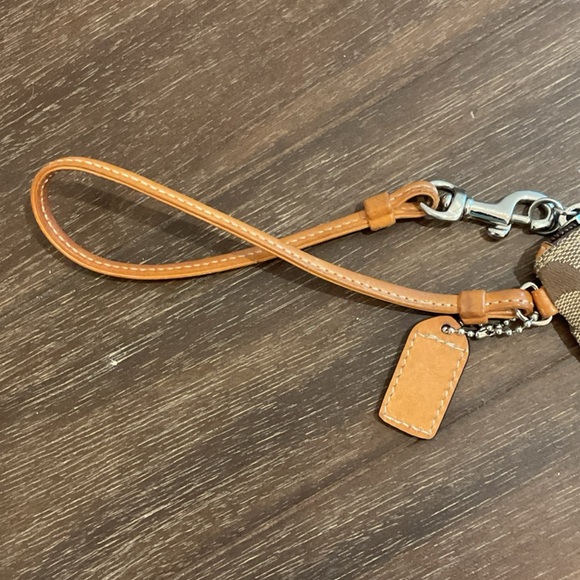 Coach Signature Brown and Tan Wristlet - Picture 3 of 7